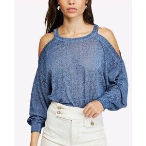 Free People XS Blue We The Free Chill Out Cold Shoulder Top Boho